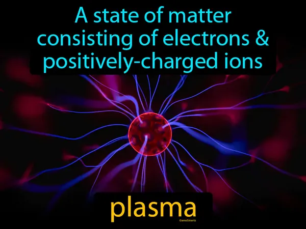 a state of matter consisting of electrons &amp; positively-charged ions