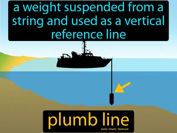 A weight suspended from a string and used as a vertical reference line
