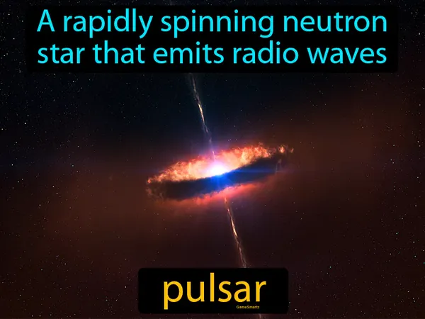 a rapidly spinning neutron star that emits radio waves
