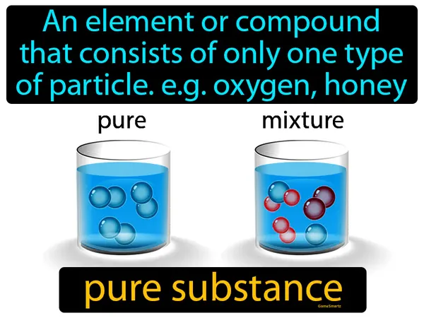 an element or compound that consists of only one type of particle. e.g. oxygen, honey
