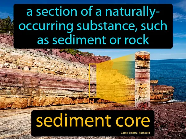 A section of a naturally-occurring substance, such as sediment or rock