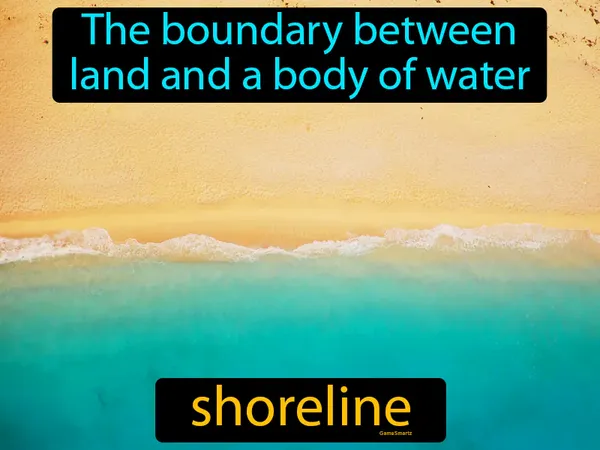 the boundary between the land and a body of water