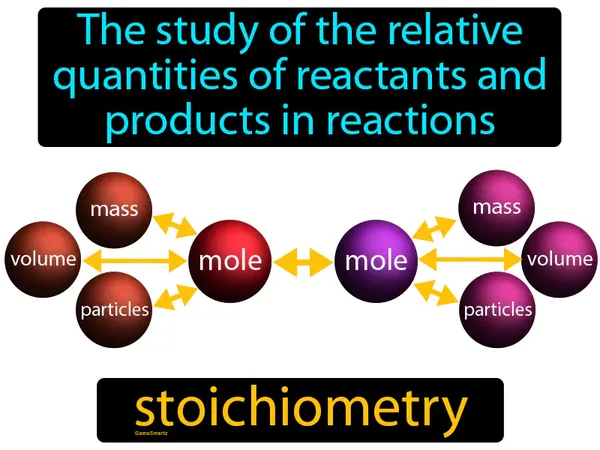 the study of the relative quantities of reactants and products in reactions