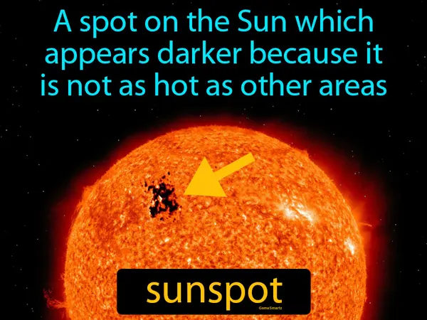 a spot on the Sun which appears darker because it is not as hot as other areas