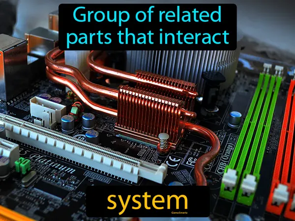 a group of related parts that interact