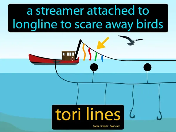 A streamer attached to longline to scare away birds