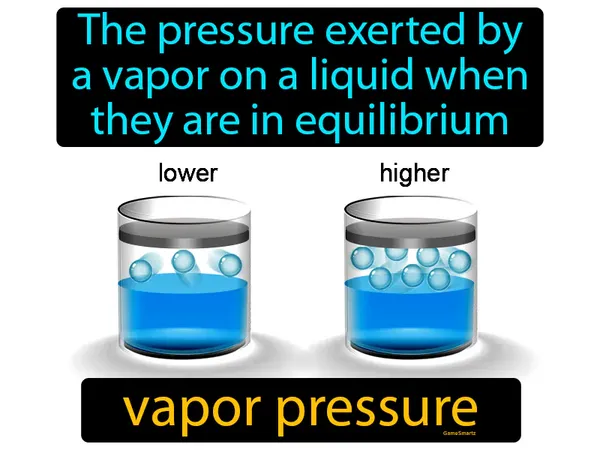 the pressure exerted by a vapor on a liquid when they are in equilibrium