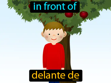 in front of