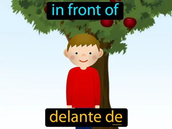 in front of